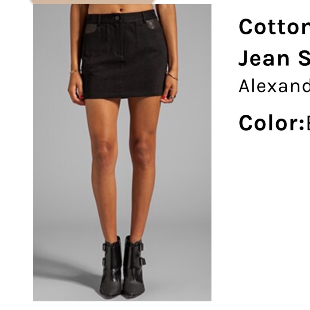 T by Alexander Wang 29 Cotton Canvas Leather Detail Jean Skirt in Black Revolve